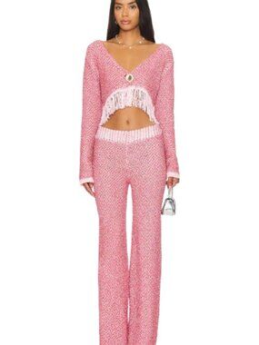 Asta Resort Grace Sequined Cardigan & Pant Set Rosetta Pink Sequin Set